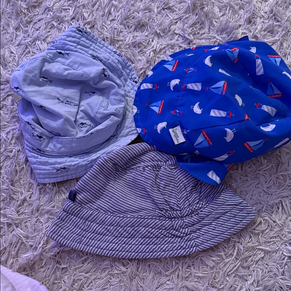 Nautical Kids Swim Hat Set - Blue, White, and Gray